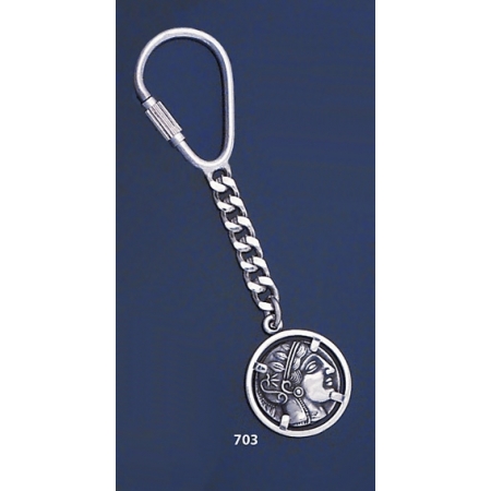 703 Silver Keyring With Goddess Athena Coin