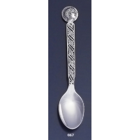 867 Silver Carved Spoon  with Goddess Athena Coin