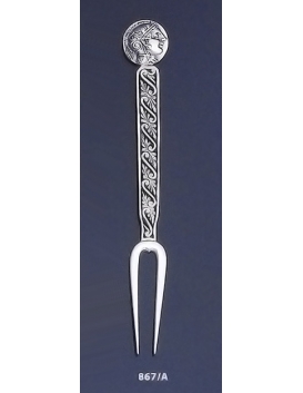 867/A Silver Carved Fork with Goddess Athena Coin
