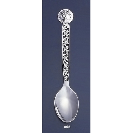 868 Silver Carved Spoon with Alexander The Great ( Lysimachos ) Coin