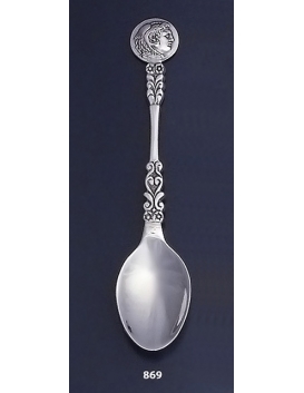 869 Silver Carved  Spoon with Alexander The Great ( Hercules ) Coin
