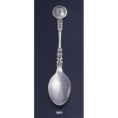 869 Silver Carved  Spoon with Alexander The Great ( Hercules ) Coin