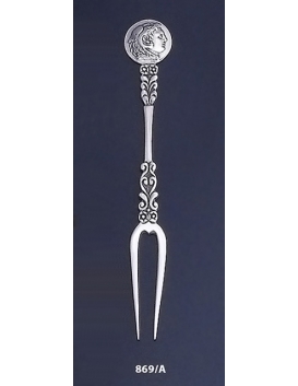 869/A Silver Carved Fork with Alexande the Great ( Hercules ) Coin