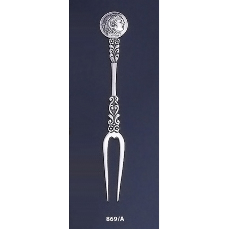 869/A Silver Carved Fork with Alexande the Great ( Hercules ) Coin