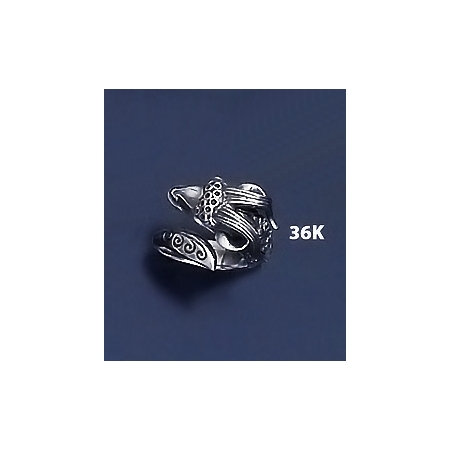 36/K Sterling Silver Capricorn Torc Ring