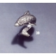 39 Large sterling silver dolphin torc ring