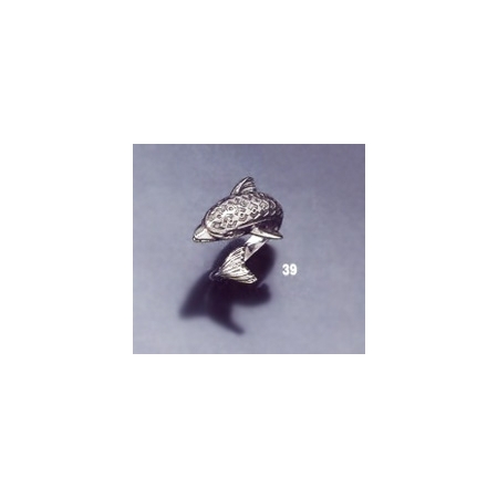 39 Large sterling silver dolphin torc ring