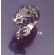 74 Large sterling silver lion torc ring
