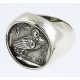 1130 Large Mens Owl of Wisdom chevalier coin ring XL