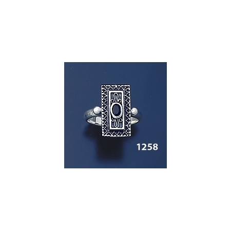 1258 Hellenistic Silver Band Ring with Sapphire