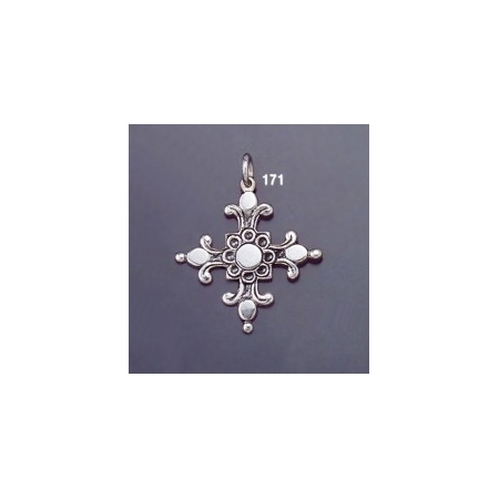 171 Single-Sided Solid Silver Ornate Byzantine Cross