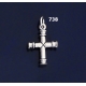 738 Solid Sterling Silver Byzantine Bar Cross ""3D""