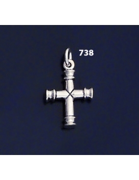 738 Solid Sterling Silver Byzantine Bar Cross ""3D""