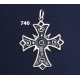 740 Double Sided Orthodox Baptism Silver Cross With Ruby & Emerald