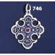 746 Double Sided Orthodox/Byzantine Baptism Silver Cross With Ruby & Emerald
