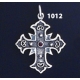 1012 Double Sided Orthodox/Byzantine Baptism Silver Cross With Ruby & Emerald