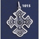 1015 Double Sided Orthodox/Byzantine Baptism Silver Cross With Ruby & Emerald