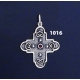 1016 Double Sided Orthodox/Byzantine Baptism Silver Cross With Ruby & Emerald