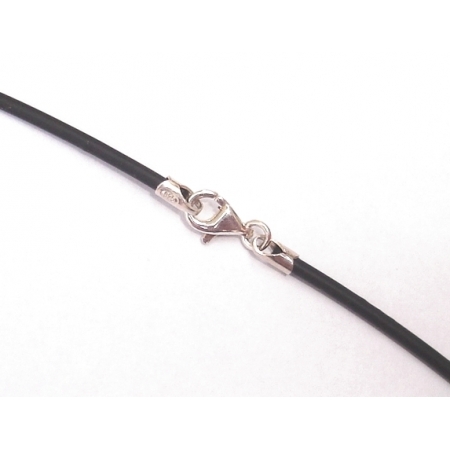 Black rubber chord with silver ends - 40 cm