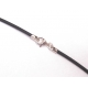 Black rubber chord with silver ends - 42 cm