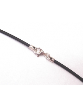 Black rubber chord with silver ends - 60 cm