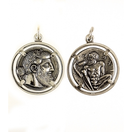 774/B Dionysus/Bacchus phallic Satyr coin Greek mythology silver pendant jewelry