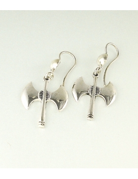 609 Sterling Silver Minoan Double Headed  Axe Earrings