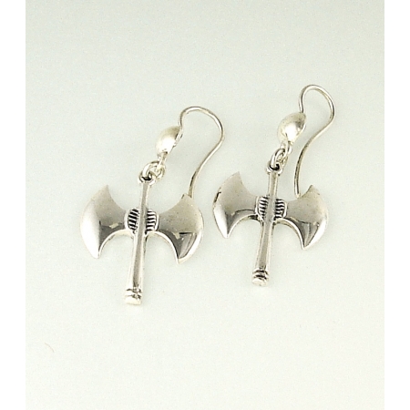 609 Sterling Silver Minoan Double Headed  Axe Earrings