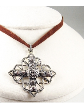 63 Large ornate Greek Orthodox Byzantine cross from Sterling Silver