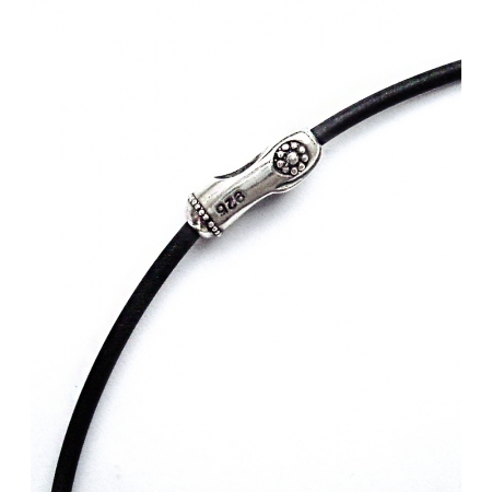 Black rubber chord with Silver motif clasp - any size