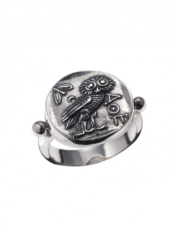 185/B Owl of Wisdom Sterling Silver Band Ring