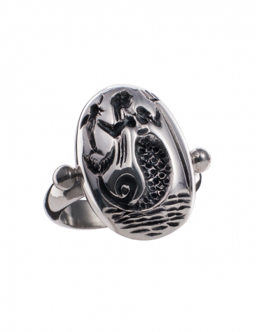 656 Ancient Greek Mermaid intaglio (seal) ring