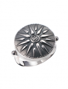 614/DA Macedonian sun/starburst band ring