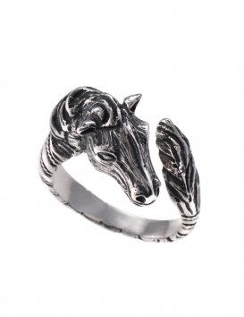 75S Sterling Silver Horse sculpture figurine ring (spiral shank)