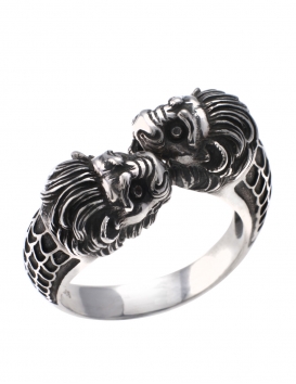 37/A Double headed lion torc ring - Greek men's ring in male sizing