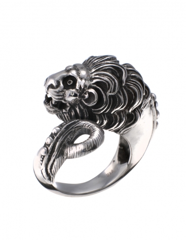 Large vintage antique style greek lion torc ring