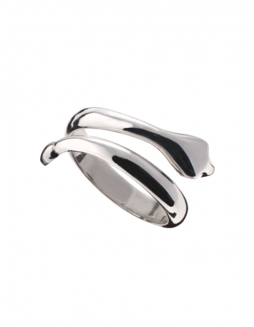 Silver Greek snake ring with glossy finish