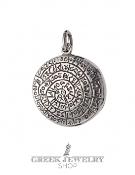 251/K Medium sized round silver Phaistos disc (disk) pendant - Hellenic jewelry