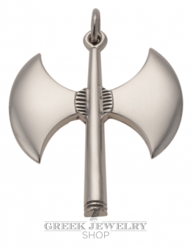  Silver Minoan Double Headed Axe (two-headed axe) Pelekys Pendant (XX Large) 257