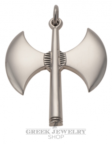  Silver Minoan Double Headed Axe (two-headed axe) Pelekys Pendant (XX Large) 257