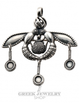 Malia bees silver pendant & brooch extra large - Minoan jewellery