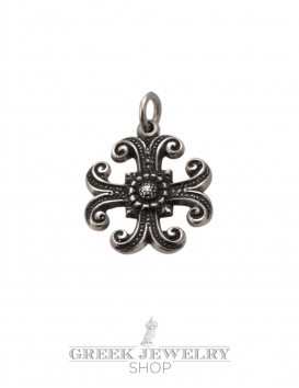 170 Ornate small Silver Byzantine (Greek orthodox) baptism cross pendant