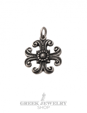 170 Ornate small Silver Byzantine (Greek orthodox) baptism cross pendant