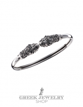 Sterling silver Lion torc bracelet hand-made lion cuff