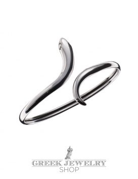 Minimal glossy snake bracelet. Minimal Greek Jewelry designer creations in silver