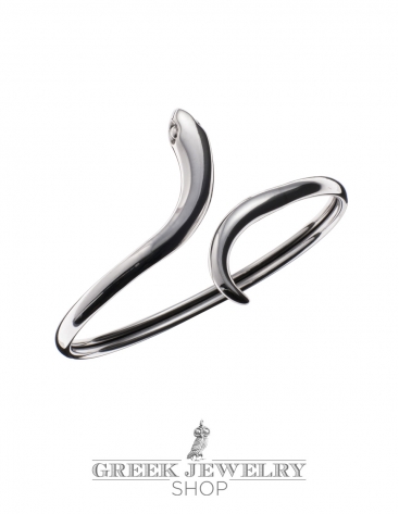 Minimal glossy snake bracelet. Minimal Greek Jewelry designer creations in silver