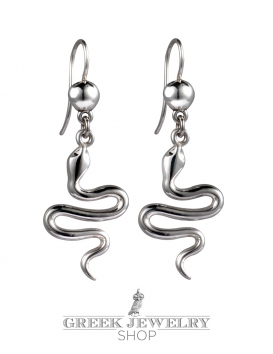 Minoan Silver Snake Earrings Large