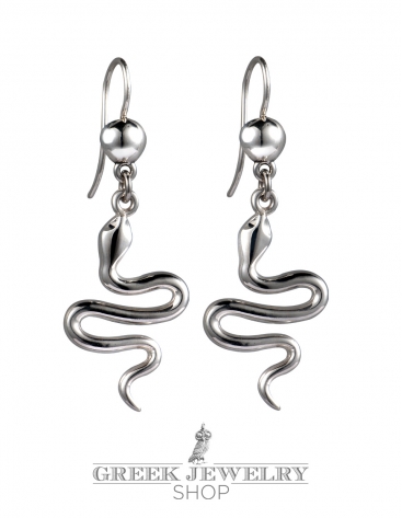 Minoan Silver Snake Earrings Large