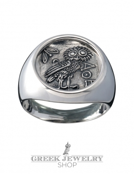 Silver owl ring. Greek Jewelry shop