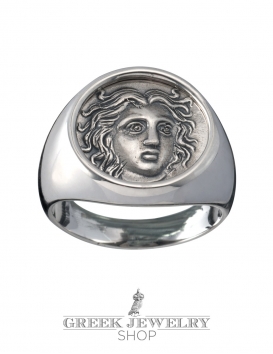 City of Rhodes jewelry - Helios ancient sun god Men's signet ring (large)